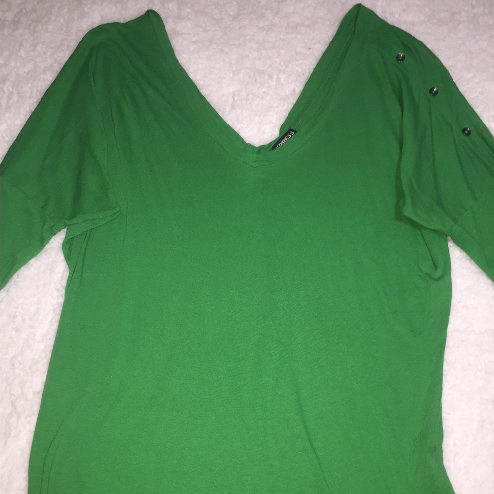 Express Green V neck Top